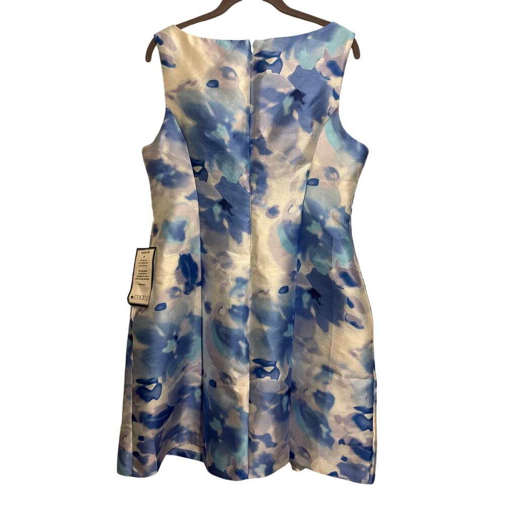 Connected Blue Cocktail Dress Pockets Watercolor Floral Sleeveless Office NWT 12 - Picture 3 of 11